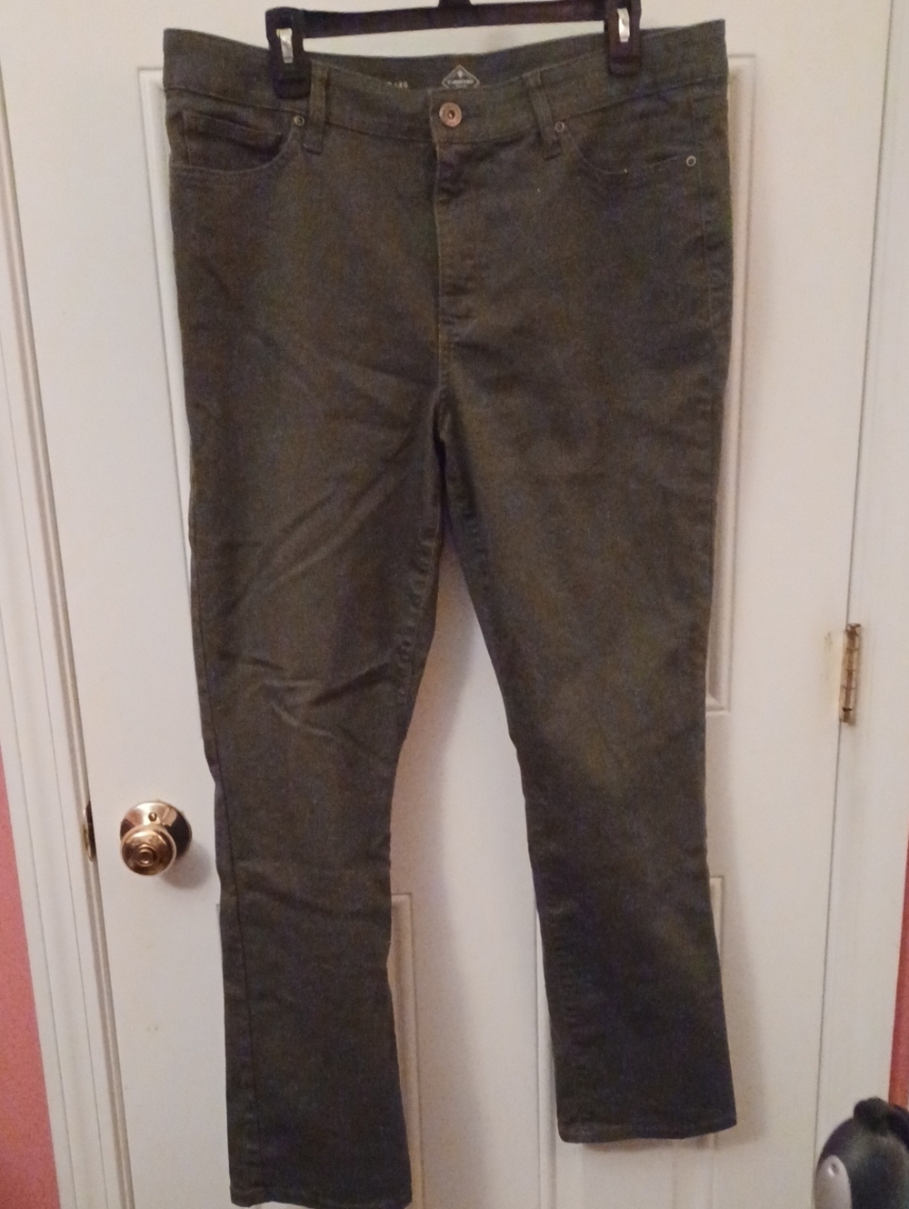 St. John's Bay Olive Green Straight-Leg Women's Jeans
